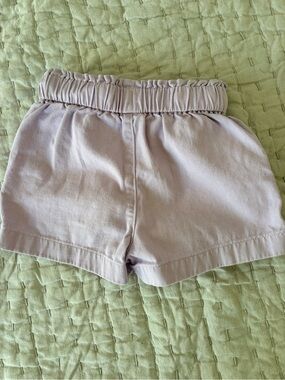 Lilac Elastic Waist Cotton Shorts - Light Purple